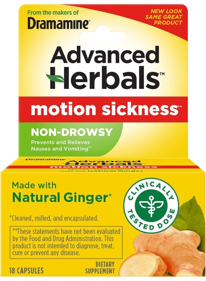 Dramamine Non-Drowsy Naturals Motion Sickness Relief | 18 Count - Image 1